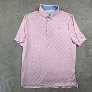 Good Good Golf Fighting For Par Pink Geometric Polo Shirt Mens Medium